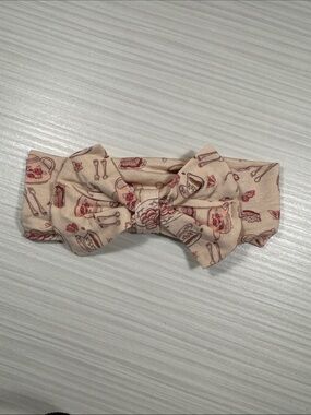 Beige Tea Party Bow Headwrap for Kids